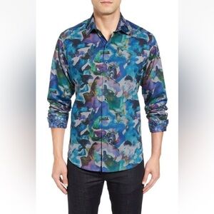 Robert Graham Multicolored Camo
Print Classic Fit Cotton Dress Shirt
Button XL
